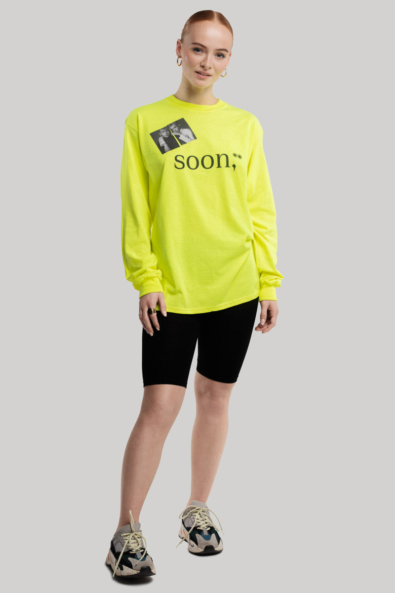 soon,** Long-Sleeved Neon Yellow Shirt